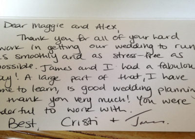 Thank you to Inspired Events from Cristi