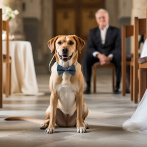 Dog at a wedding ceremony