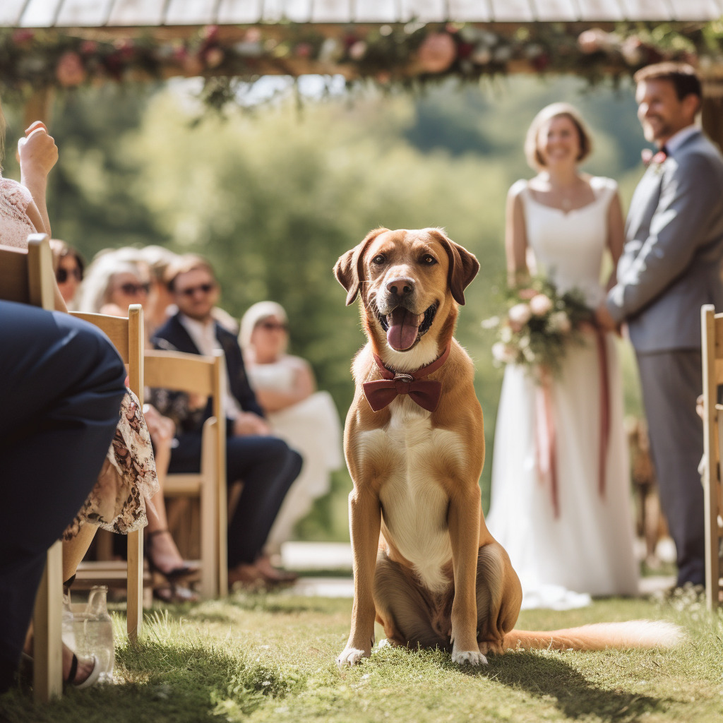 Dog at a wedding ceremony